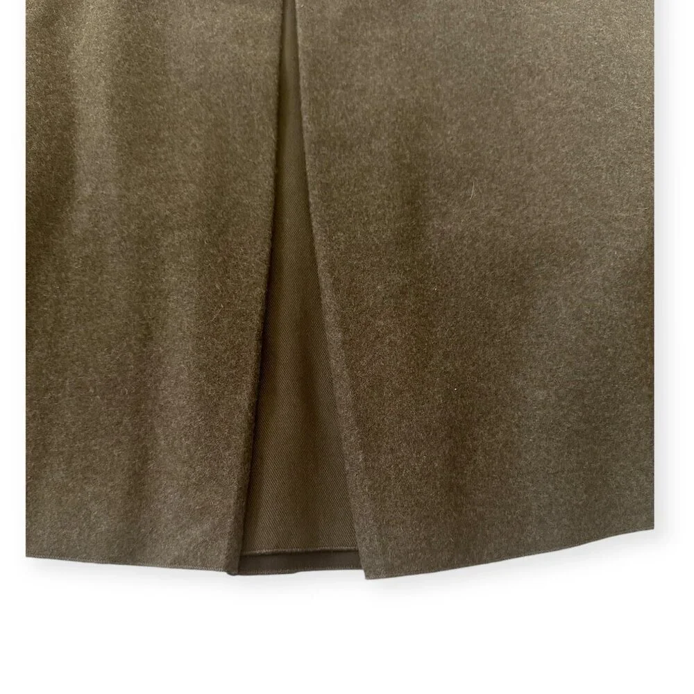 Prada Brown Virgin Wool Pleated Skirt with Cotton Panels